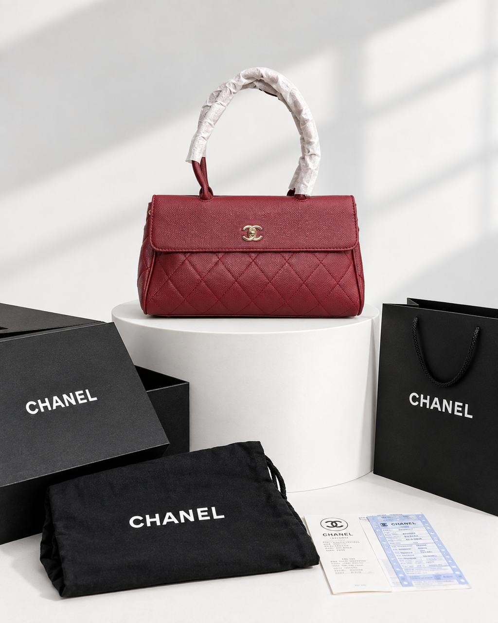 Chanel Grained Calfskin East-West Baguette Bag