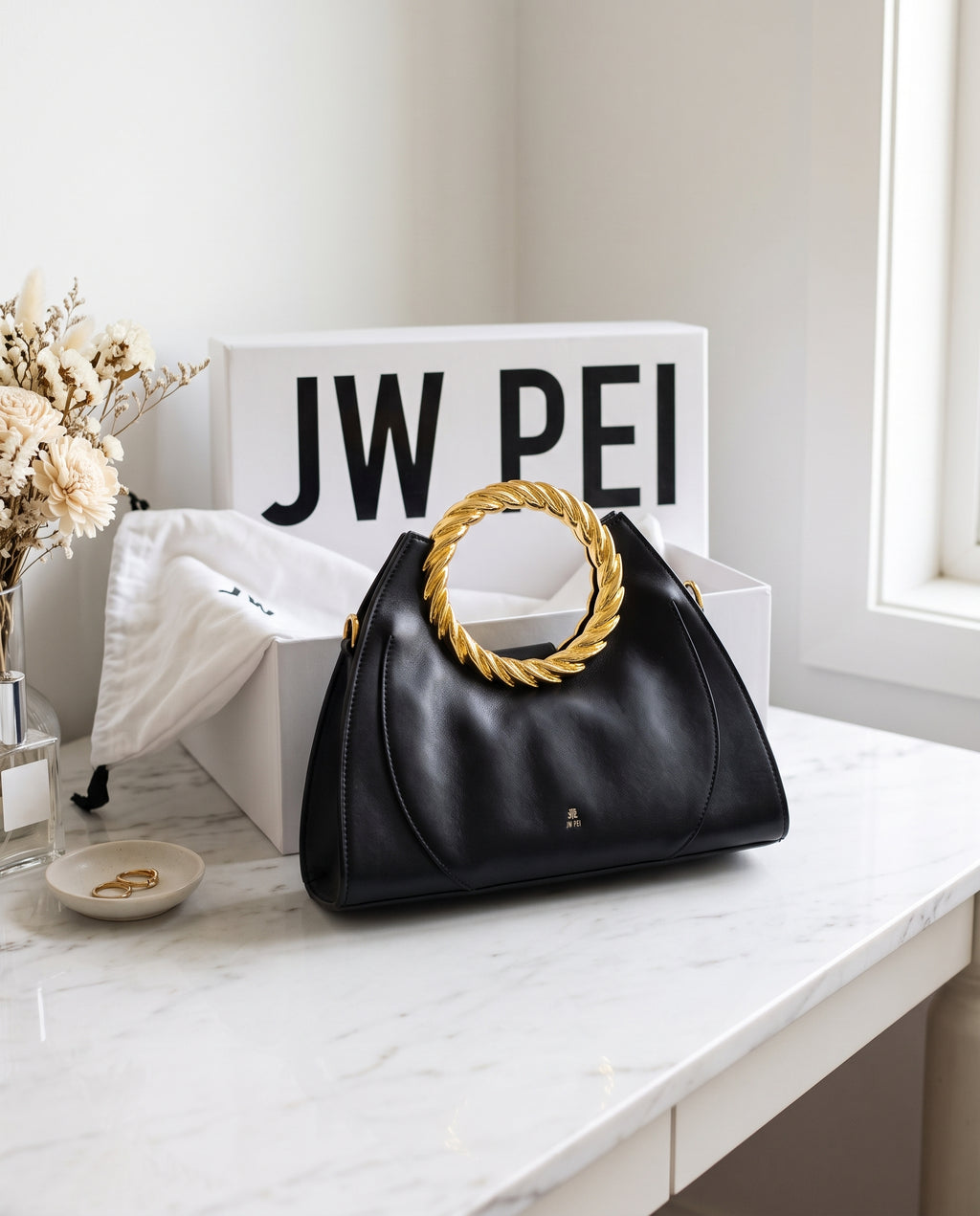 JW PEI Amiya Leaf Handle Sculpture Bag