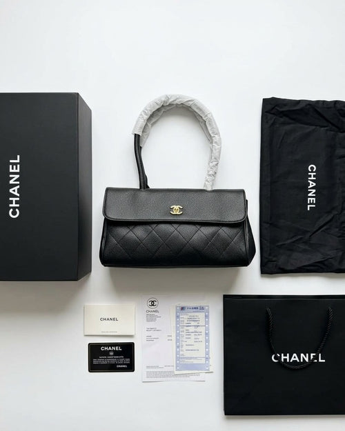 Chanel Grained Calfskin East-West Baguette Bag