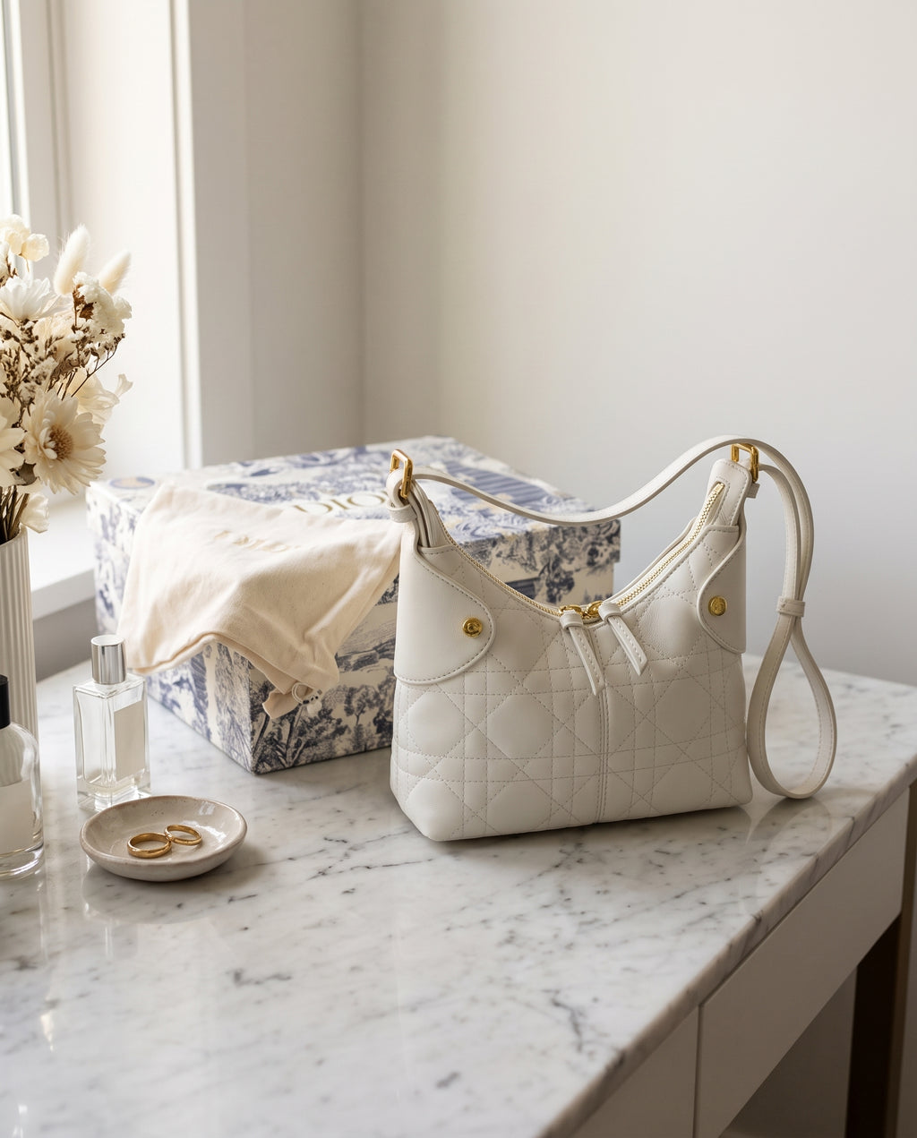 Dior Voyage Bag In Cannage Leather