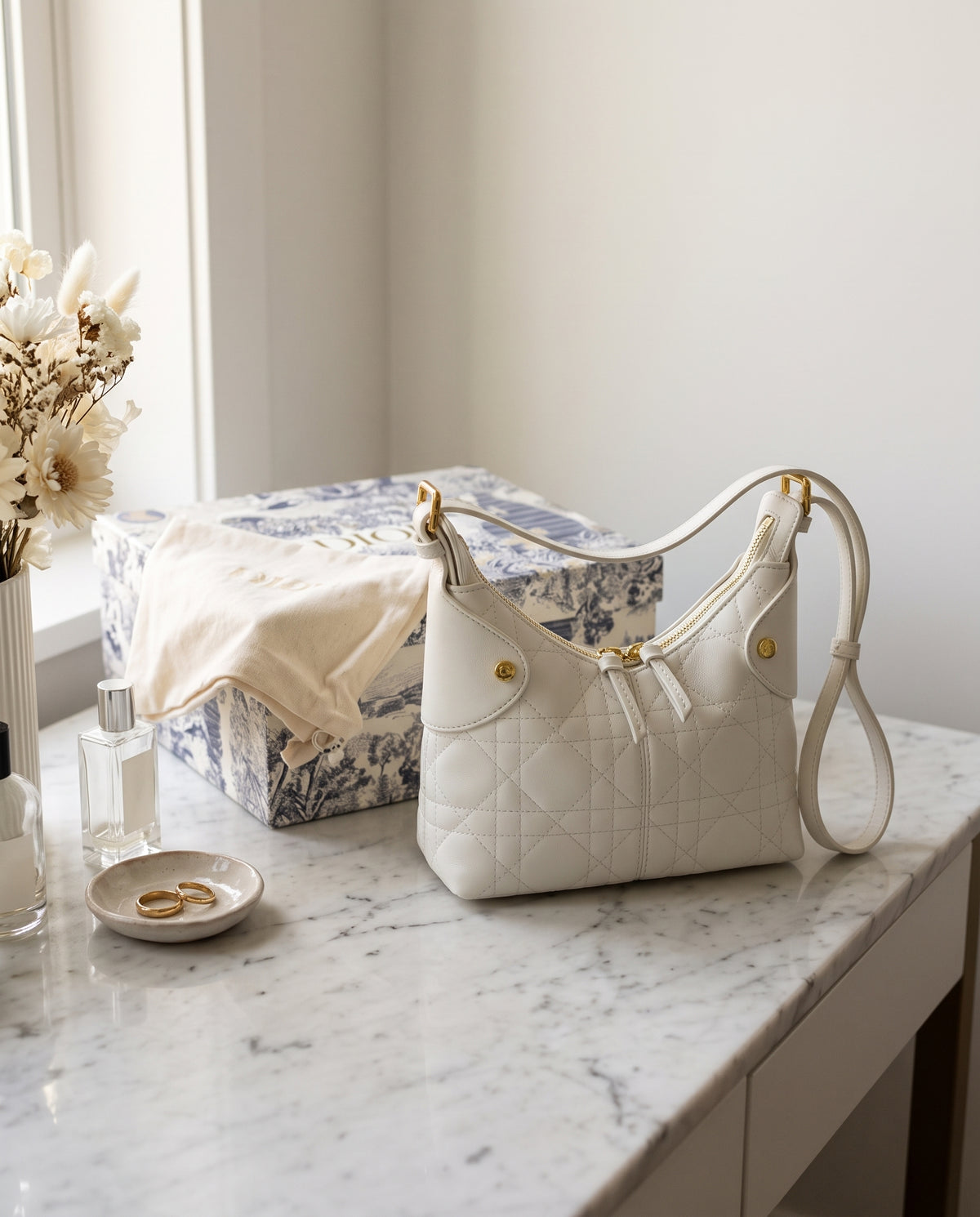 Dior Voyage Bag In Cannage Leather