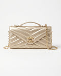 Chanel Lambskin Chevron Quilted Top Handle Envelope Clutch
