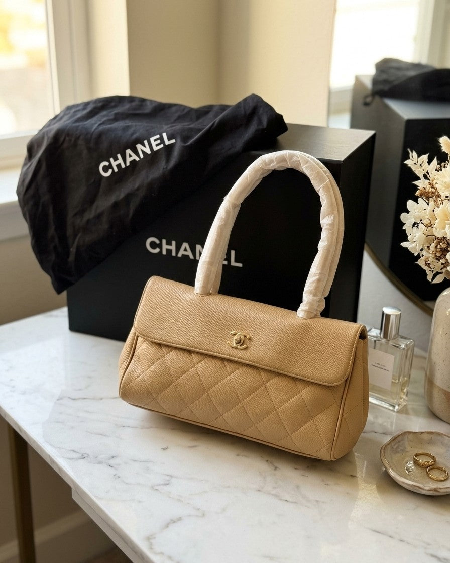 Chanel Grained Calfskin East-West Baguette Bag