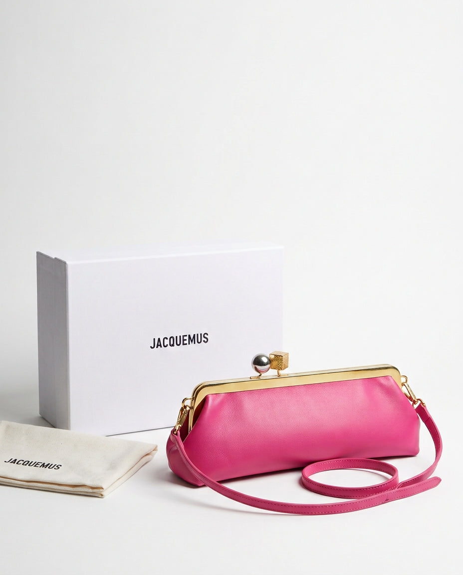 Jacquemus The Salon Rond-Carré Leather Clutch Bag